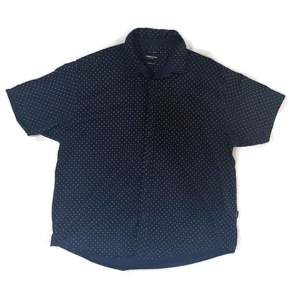 Kenneth Cole Men’s Navy Blue Short Sleeve Button-Up Shirt – Size 3X